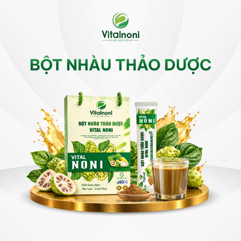 BỘT NHÀU THẢO DƯỢC VITAL Hộp 25 Gói x 10gr/gói