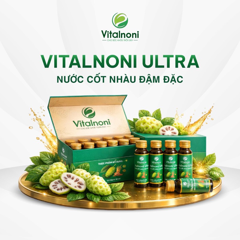 VITALNONI ULTRA NƯỚC CỐT NHÀU ĐẬM ĐẶC Hộp 10 chai x 50ml/chai