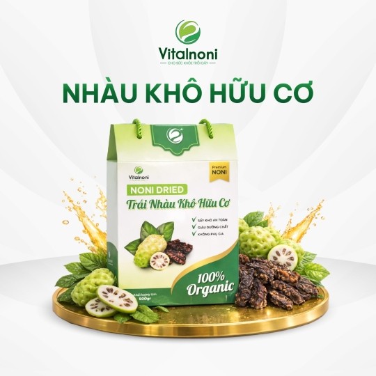 TRÁI NHÀU KHÔ HỮU CƠ VITALNONI Hỗ trợ lợi tiểu - thanh lọc cơ thể Hộp 500g